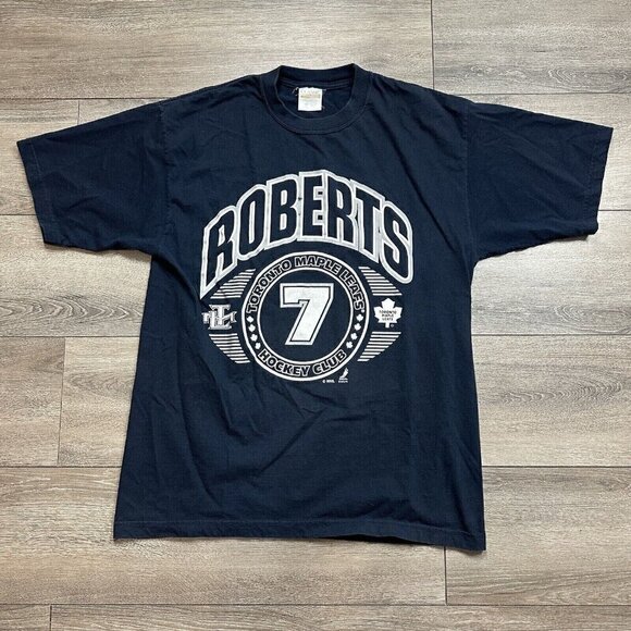 Vintage Y2K Toronto Maple Leafs Shirt Size XL Gary Roberts 7 Blue - Picture 1 of 6